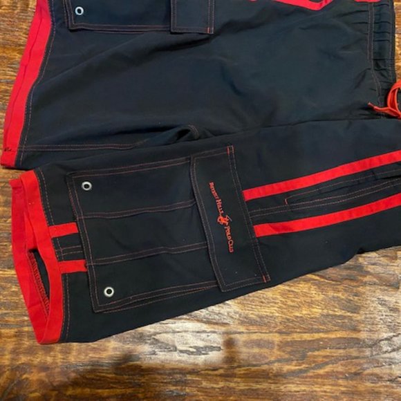 Bundle 2 *BLACK & RED Beverly Hills Polo Club CARGO SWIM TRUNKS + Black TEE ~ XL - Picture 3 of 6